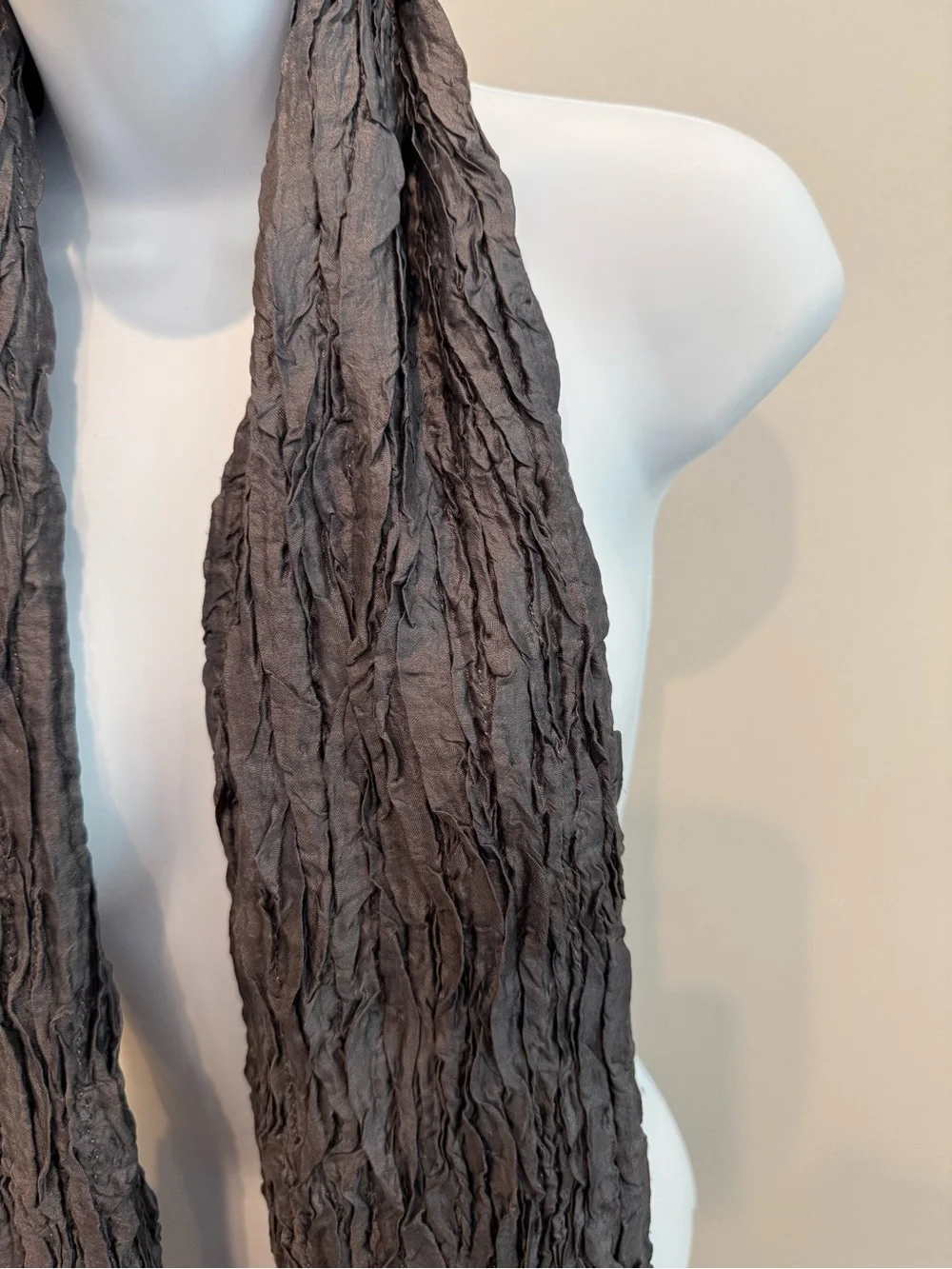 Eileen Fisher Silk Crinkled Two-Tone Grey Women's Scarf